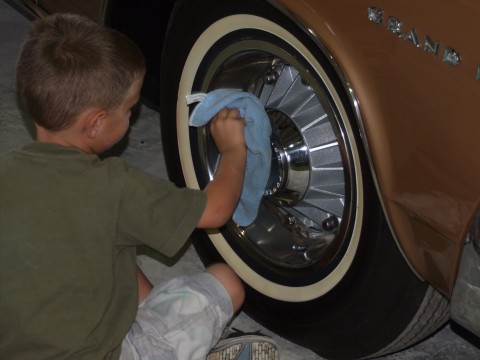 Award Winning Antique Auto Restorations by Mark Seybold George Seybold polishing 63 Grand Prix Wheels!